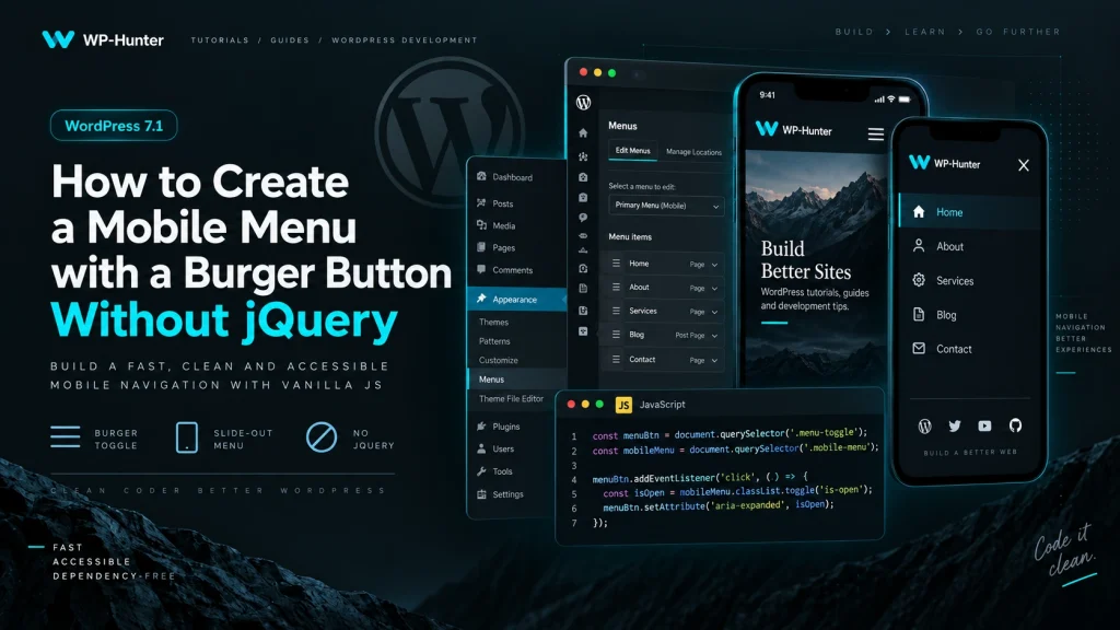 Як створити мобільне меню з burger-кнопкою без jQuery